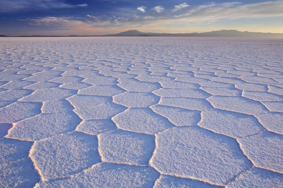 Salt flat Salar de Uyuni in Bolivia at sunrise Salt flat Salar de Uyuni in Bolivia at sunrise
