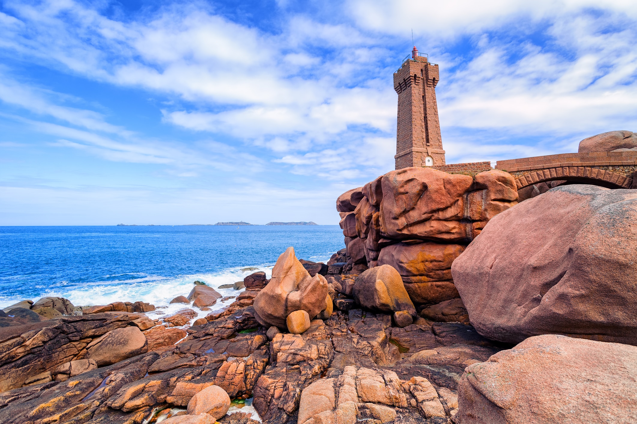 Lighthouse of Ploumanach on Cote de Granit Rose, Brittany, France Lighthouse of Ploumanac