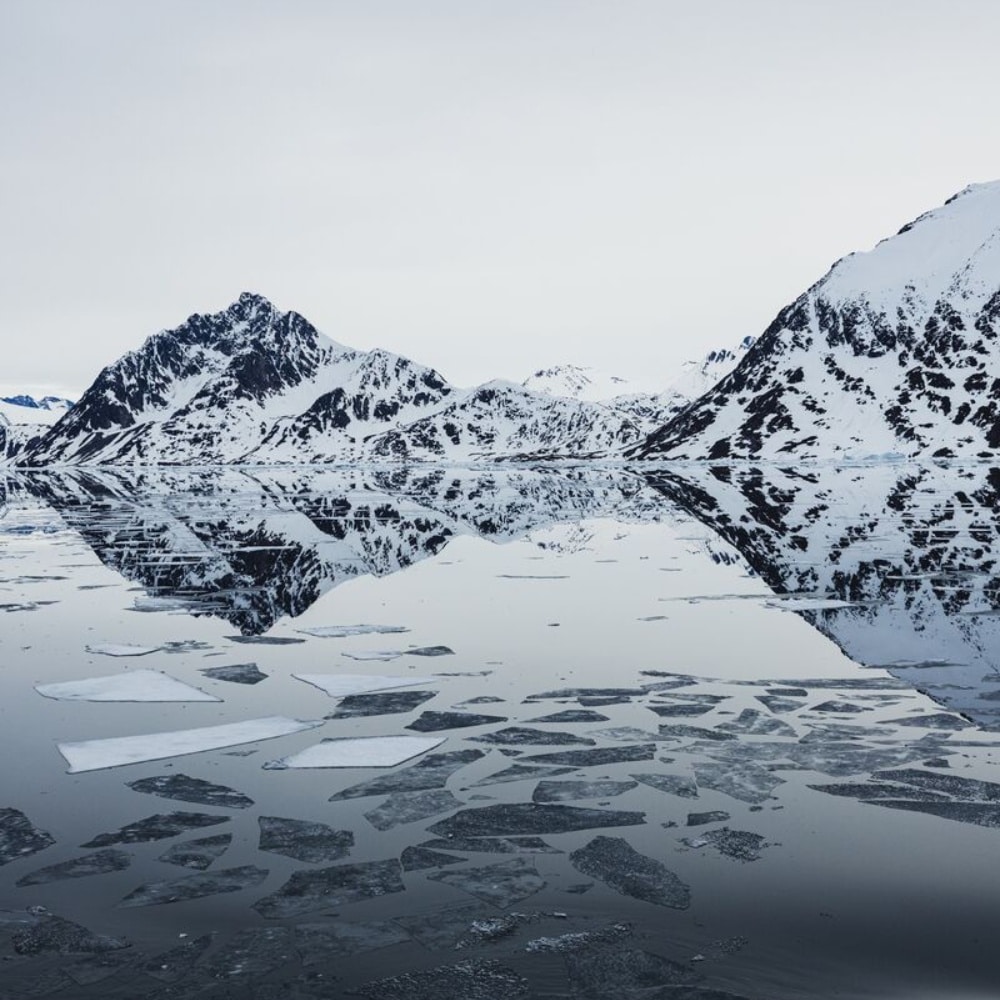 Banquise et montagnes au Groenland